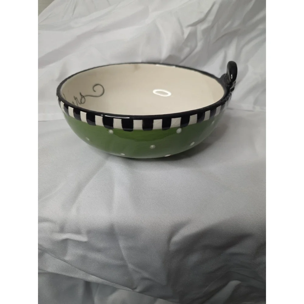 Fitz and Floyd Frostys‎ Frolic Cheers Sentiment Bowl Snack Snowman Embossed